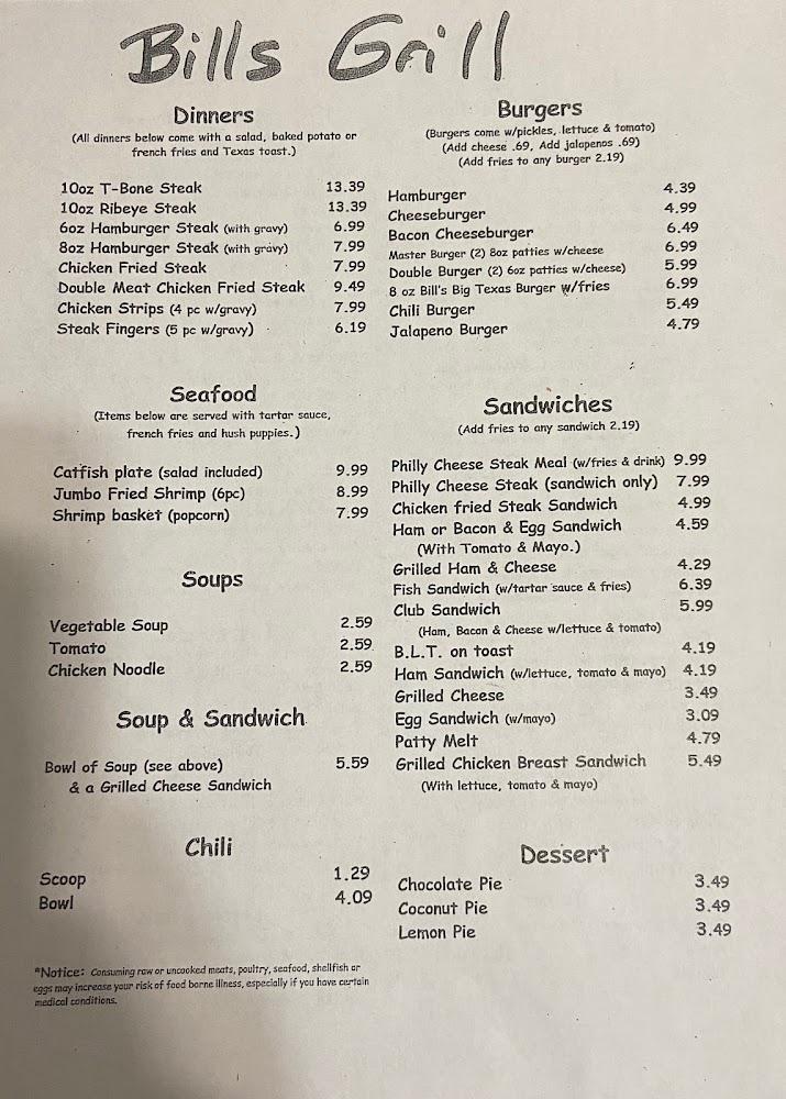 Bill's Grill Menu image 4